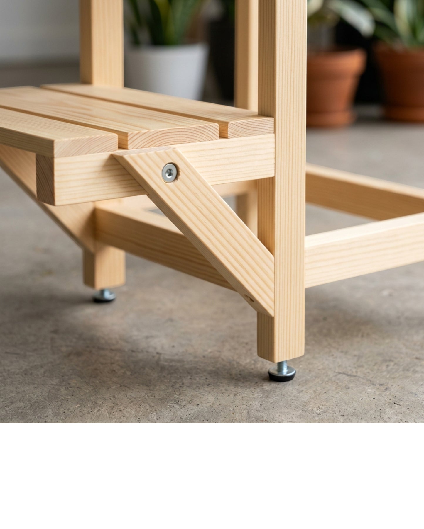 Biont Five-Tier Staggered Pine Plant Stand 100 x 95 cm Natural - Detail view