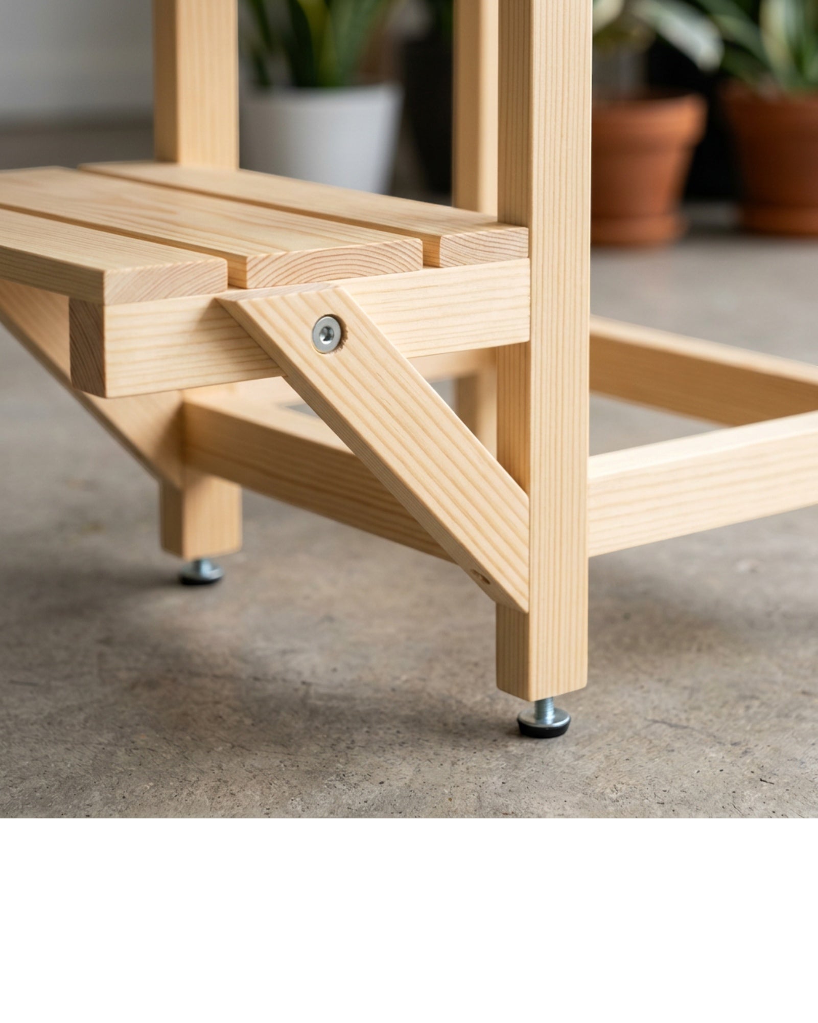 Biont Five-Tier Staggered Pine Plant Stand 100 x 95 cm Natural - Detail view