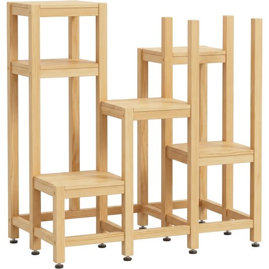 Biont Five-Tier Staggered Pine Plant Stand 100 x 95 cm Natural - Product view