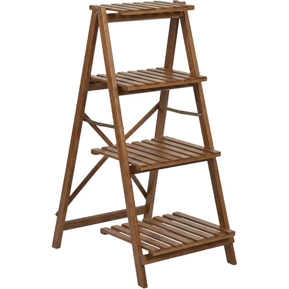 Biont Folding Four-Tier Wooden Ladder Plant Stand 110 cm Walnut - Product view